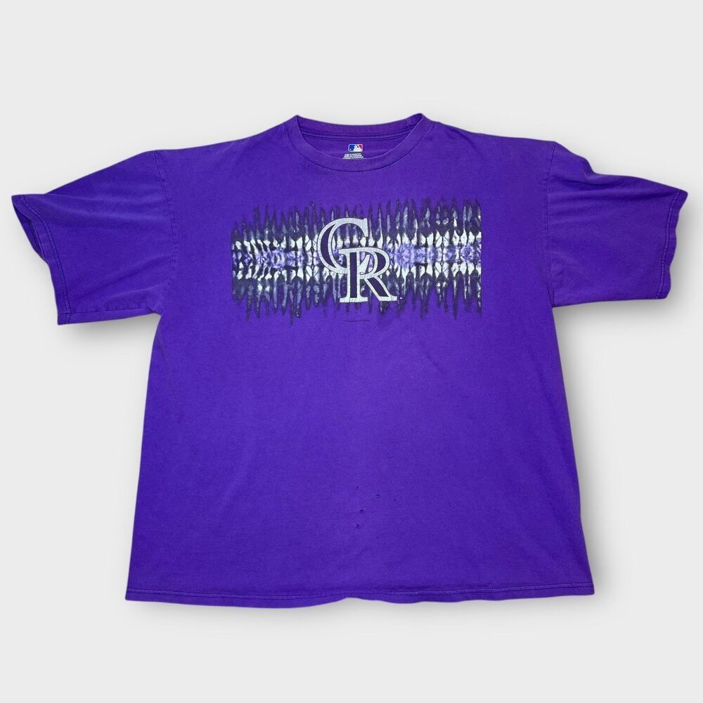 Colorado Rockies T-Shirt Adult XL Purple Tie Dye Graphic MLB Baseball Tee
